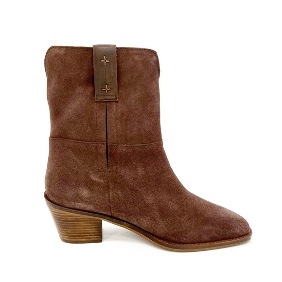 New Lucky Brand Kamaree Western Cowboy Bootie Chocolate Brown Suede Size 8.5 - Picture 5 of 10